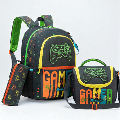 sac enfant garcon 3 pièces - Cartable, sac repas et trousse assortie