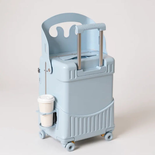 VALISE ASSISE BLEU GOBELET