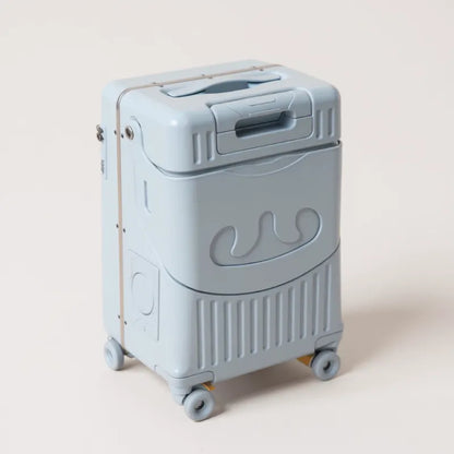 VALISE ASSISE BLEU PROFIL