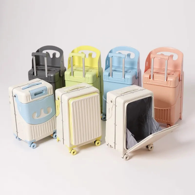 VALISE ASSISE BLEU TOUTES LES COULEURS