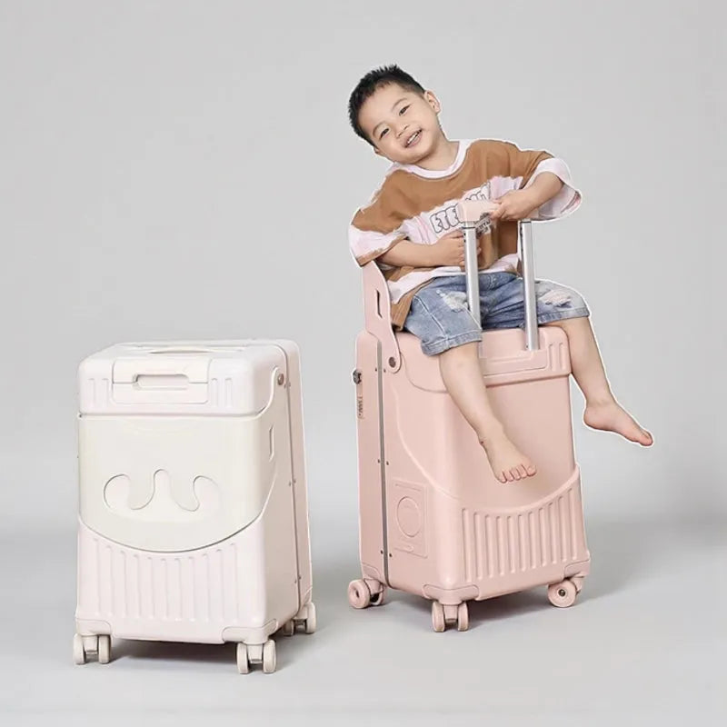 VALISE AVEC ASSISE BLANCHE ET ROSE ENFANT 