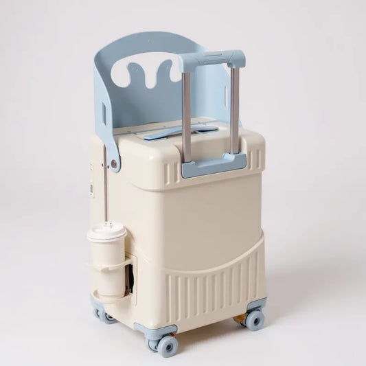 VALISE ENFANT ASSISE BLEU BLANC