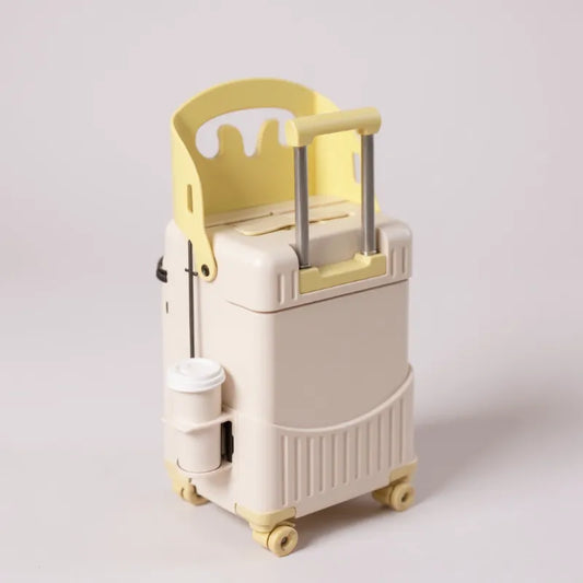VALISE ENFANT ASSISE JAUNE ET BLANC