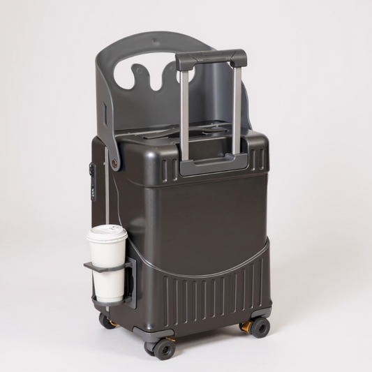 VALISE ENFANT ASSISE NOIR GRISE
