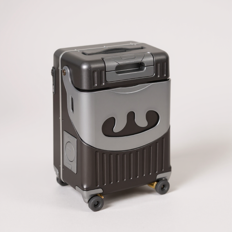 VALISE ENFANT ASSISE NOIR GRISE FERMEE