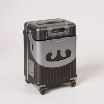VALISE ENFANT ASSISE NOIR GRISE FERMEE