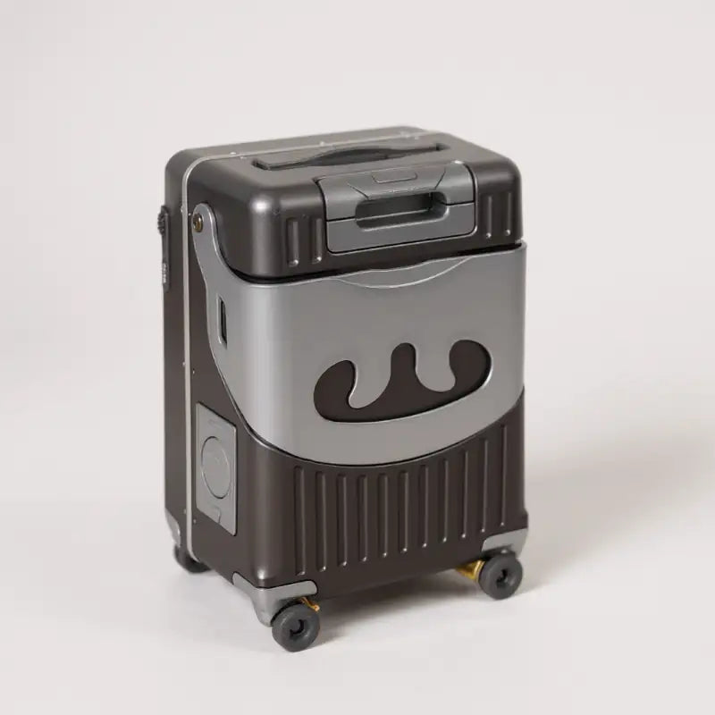 VALISE ENFANT ASSISE NOIR GRISE FERMEE