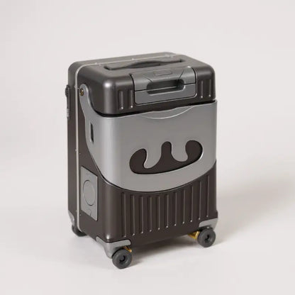 VALISE ENFANT ASSISE NOIR GRISE FERMEE