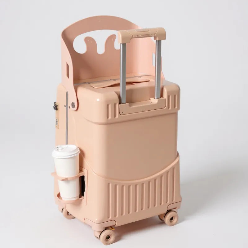 VALISE ENFANT ASSISE ROSE