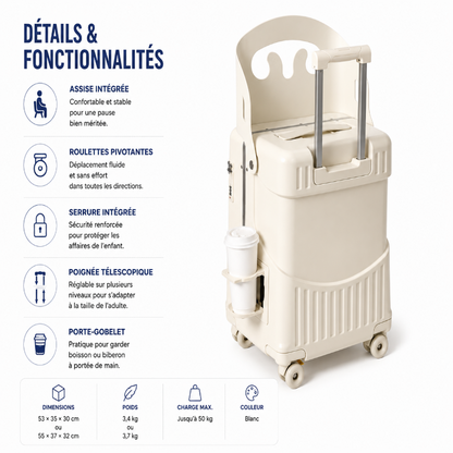 Valise enfant avec assise blanche visuel details 