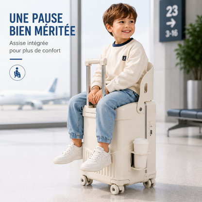 Valise enfant avec assise blanche assis 