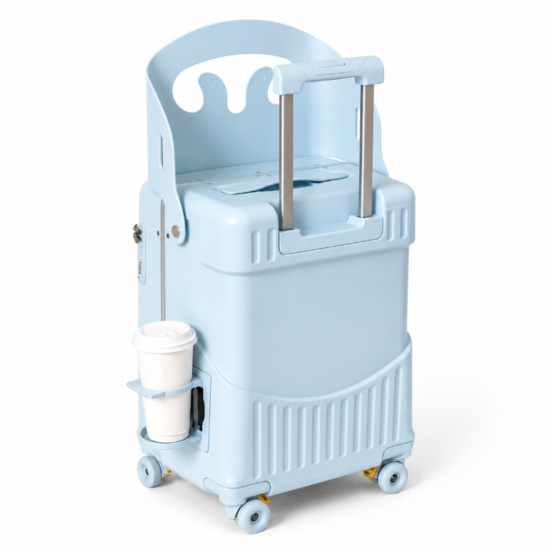 valise enfant avec assise bleu visuel face 