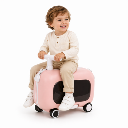 Valise enfant avec assise rose visuel assis 
