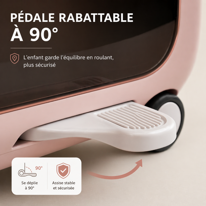 Valise enfant avec assise rose visuel description 