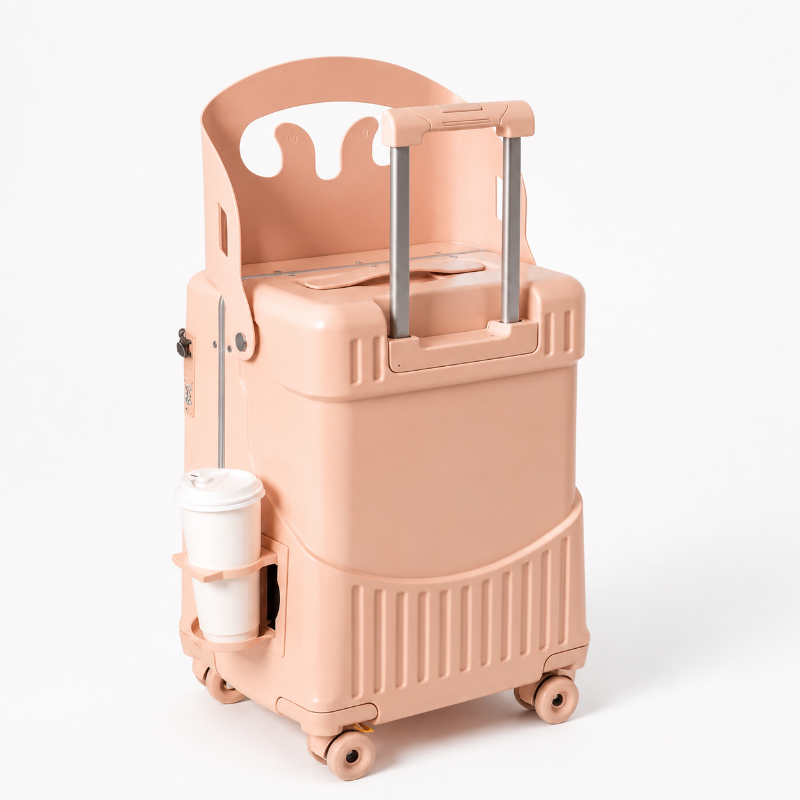 Valise enfant avec assise rose visuel face 