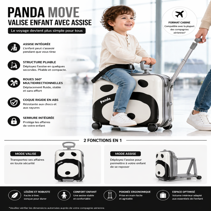 Valise enfant panda visuel infographie 