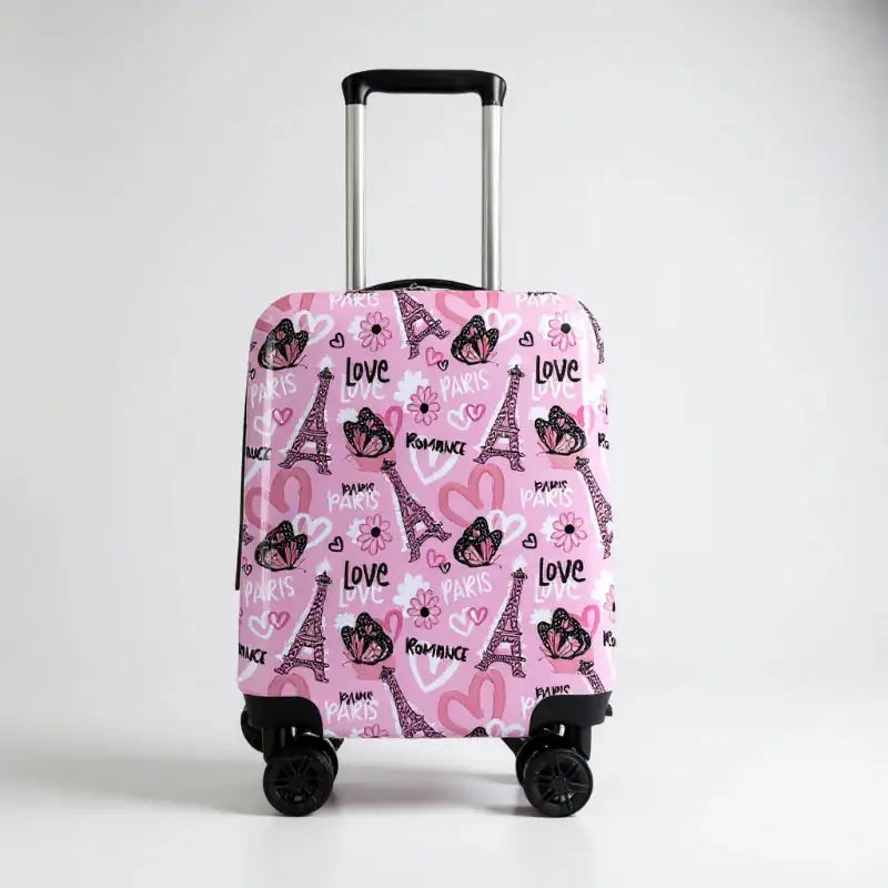 Valise enfant roulette fille  Pink Eiffel face