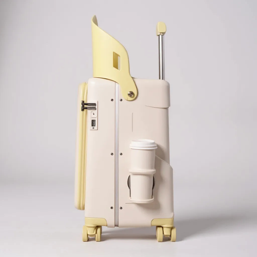 Valise avec assise pour enfant jaune et blanc