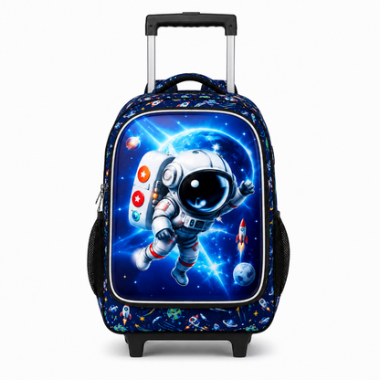 Cartable à roulettes enfant Mission Cosmos avec poignée télescopique, vue de face