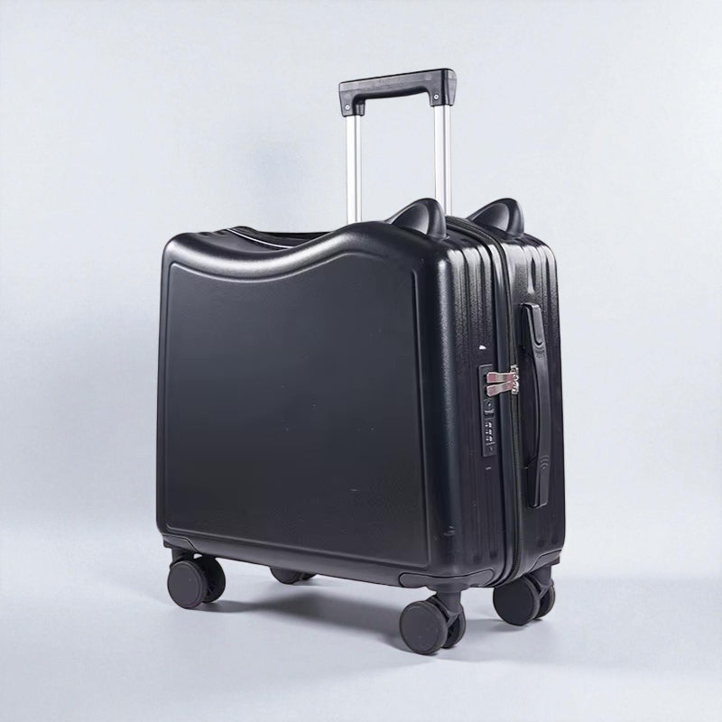 Petite valise enfant noire rigide en ABS avec poignée télescopique