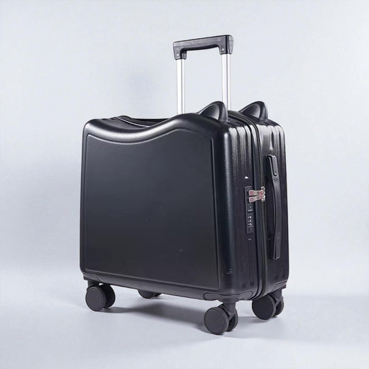 Petite valise enfant noire rigide en ABS avec poignée télescopique