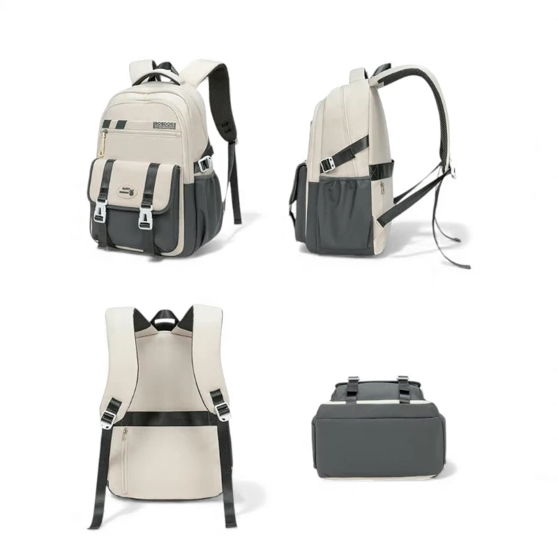 Sac à dos cartable enfant Letter Oxford présenté sous plusieurs angles.