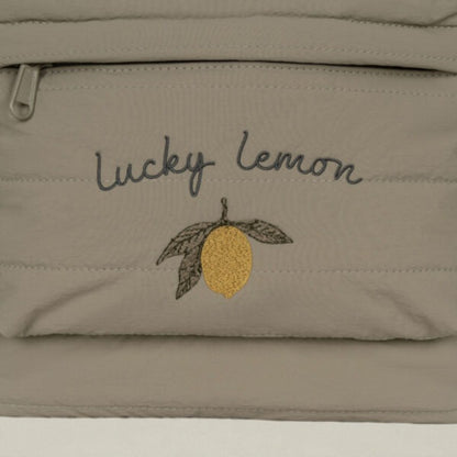 Motif citron brodé sur le sac à dos enfant maternelle Lucky Lemon