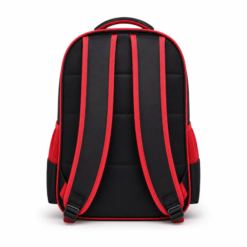 Vue arrière du sac à dos enfant Racing avec bretelles réglables