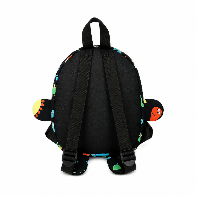 Dos du petit sac à dos maternelle enfant noir à motifs dinosaures avec bretelles réglables