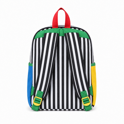 Vue arrière du sac à dos maternelle multicolore avec bretelles réglables