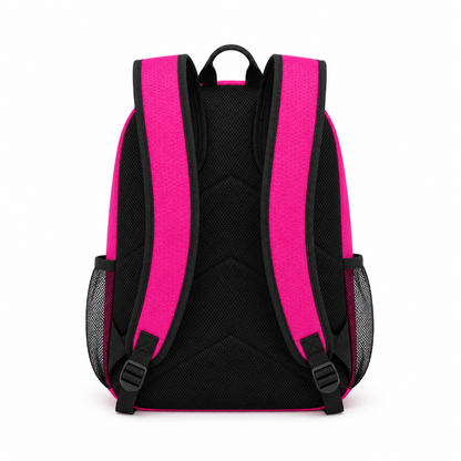 Vue arrière du sac de foot enfant rose et noir avec bretelles réglables