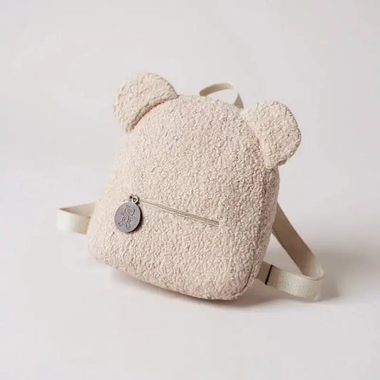 Sac enfant maternelle Teddy Cloud vue de profil, matière douce effet mouton
