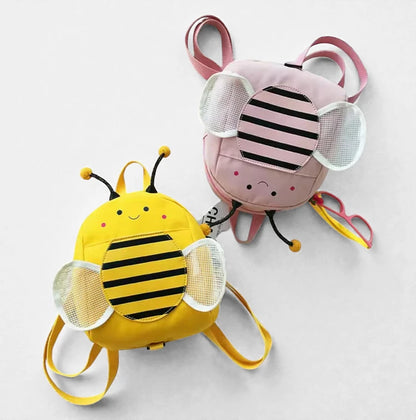 Sac fille maternelle Little Bee Rose et jaune avec ailes en relief
