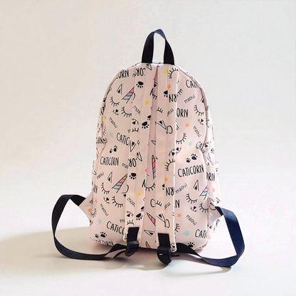Dos du sac à dos fille primaire motif Caticorn rose avec bretelles réglables