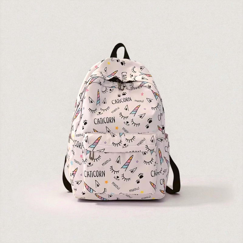 Sac à dos fille primaire motif Caticorn rose vu de face