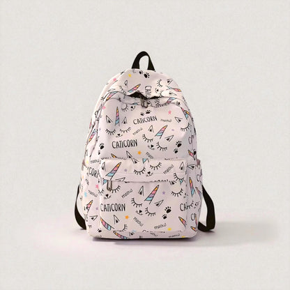 Sac à dos fille primaire motif Caticorn rose vu de face