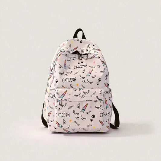 Sac à dos fille primaire motif Caticorn rose vu de face