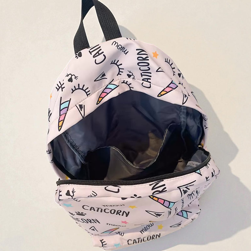 Intérieur du sac à dos fille primaire Caticorn rose avec poche de rangement