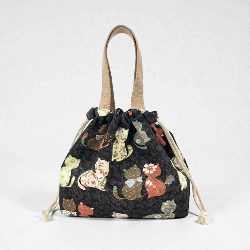 Sac à goûter enfant format bento avec fermeture par cordon
