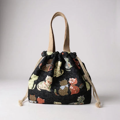 Sac à goûter enfant bento japonais avec motif chats

