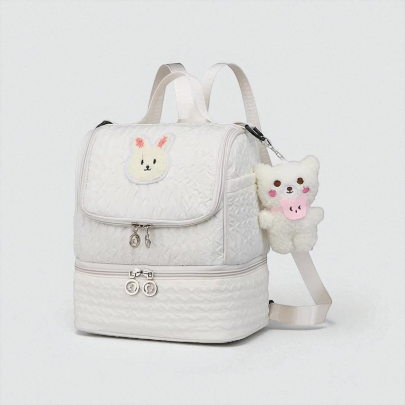 Sac à dos isotherme enfant blanc avec motif lapin – Vue de profil