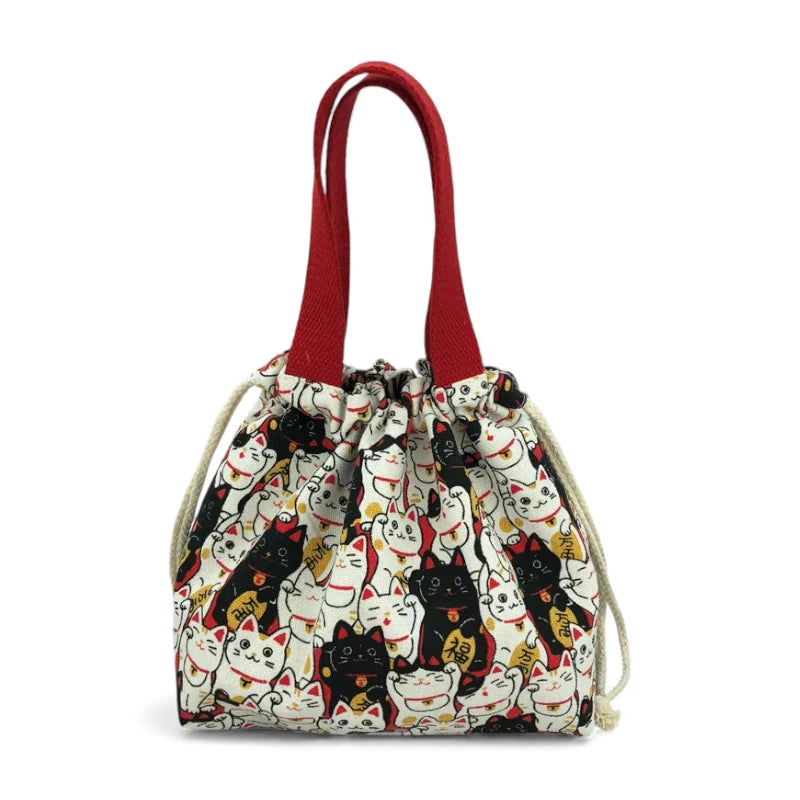 sac lunch enfant motif chat kawaii vue avant