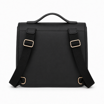 Vue arrière du sac maternelle enfant noir avec bretelles réglables et poignée