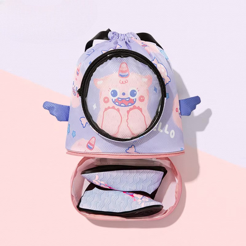 Sac piscine Bubblecorn ouvert avec compartiment chaussures visible