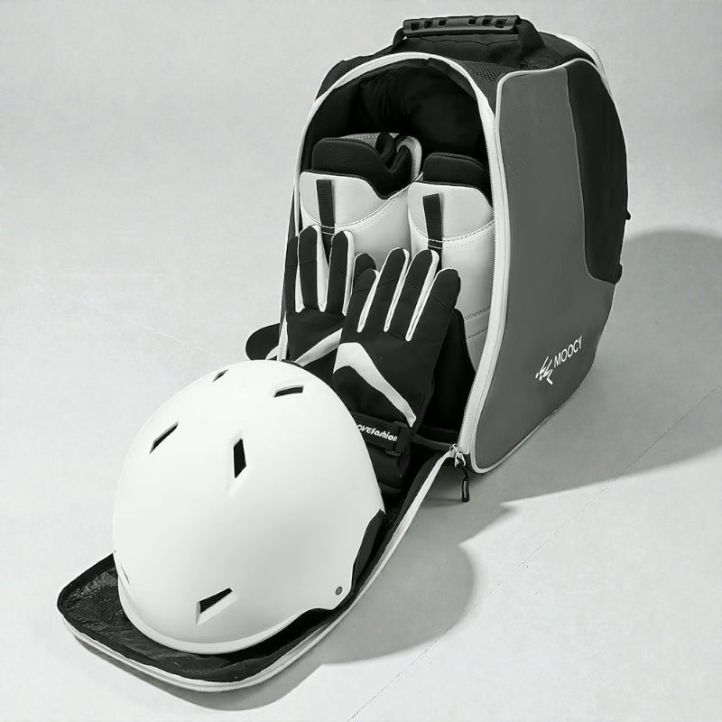Rangement chaussures ski enfant avec sac compartimenté pour casque et gants