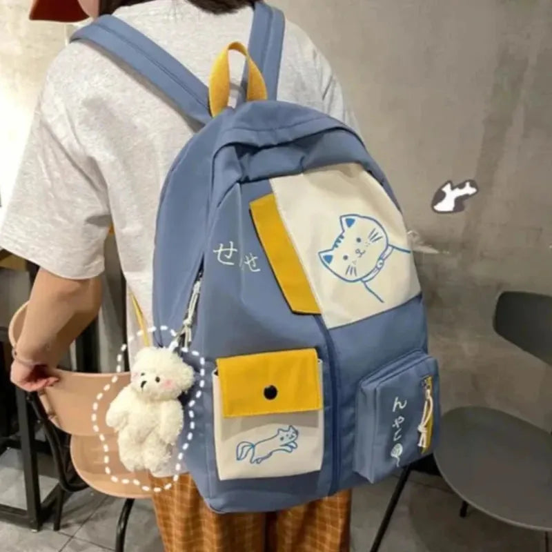 sac a dos bleu chat fille doudou