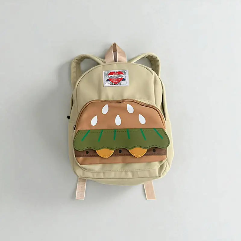 sac a dos burger beige proche