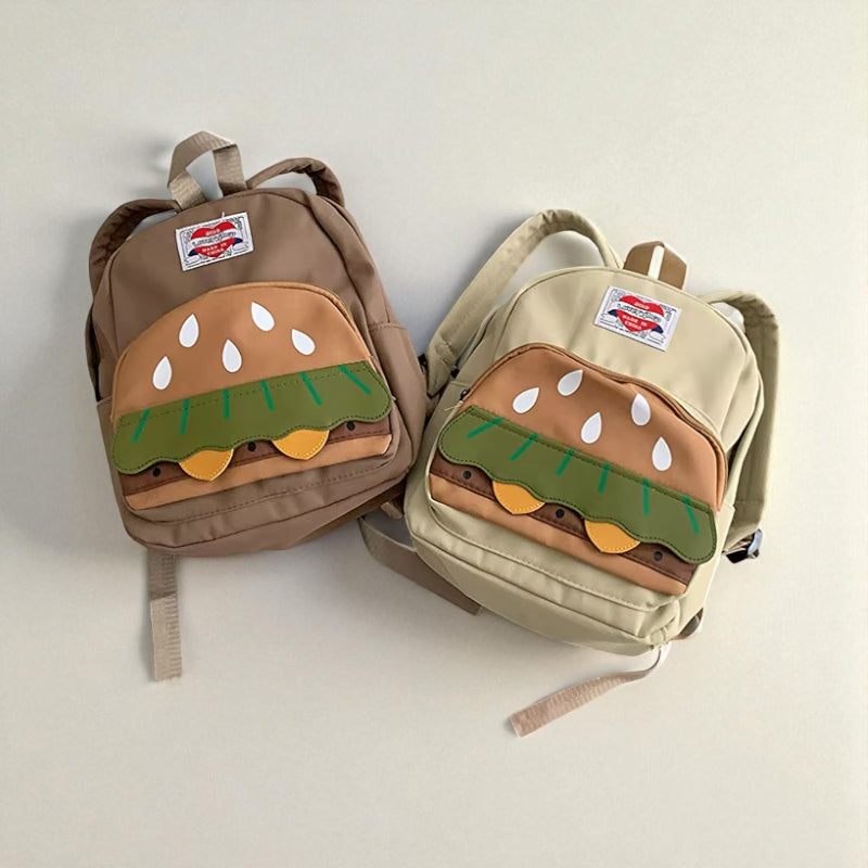 sac a dos burger marron et beige