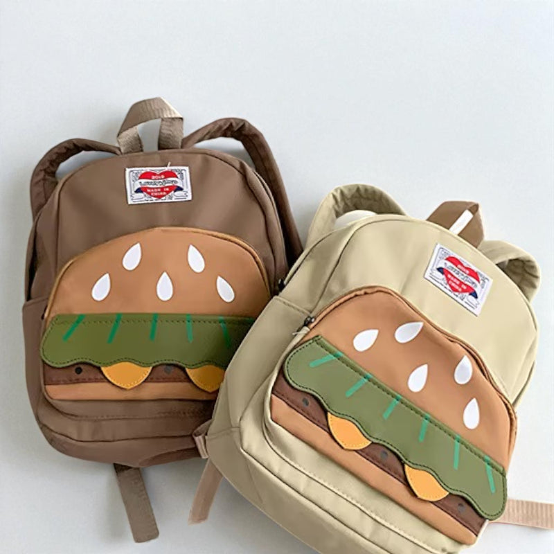 sac a dos burger marron et beige zoom