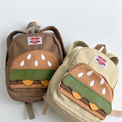 sac a dos burger marron et beige zoom